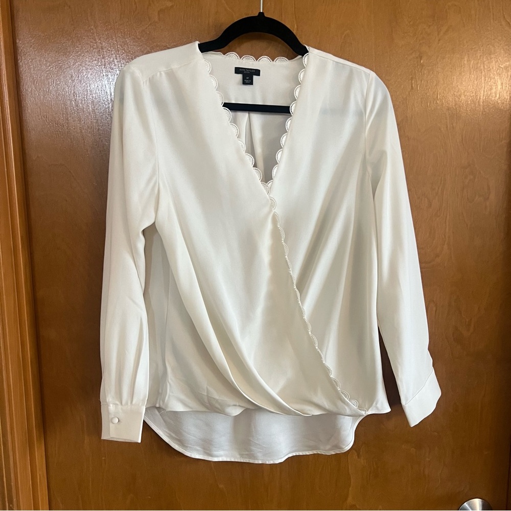 Ann Taylor Scalloped Wrap Blouse